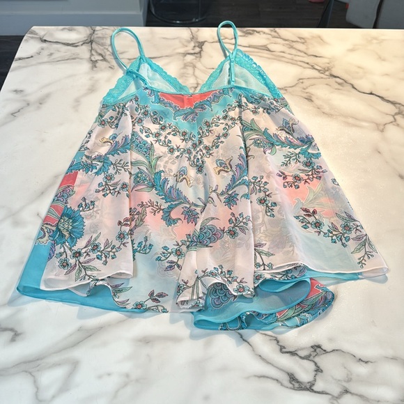 PTP 16 to 18 length 34 inches. has adjustable straps, turquoise blue pinks - Picture 5 of 5